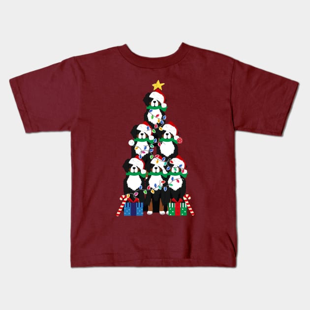 Bernese Mt Dog Puppy Christmas Tree Kids T-Shirt by EMR_Designs